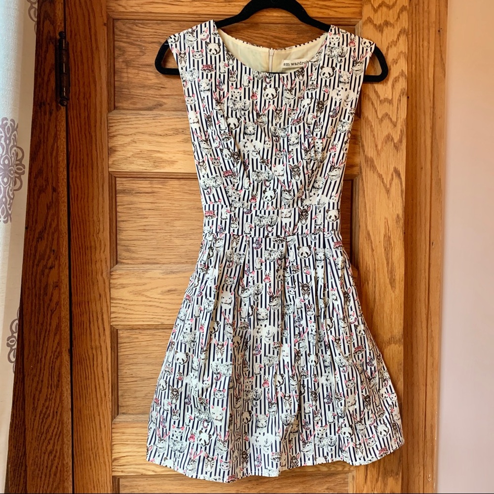 Fun animal and striped patterned dress